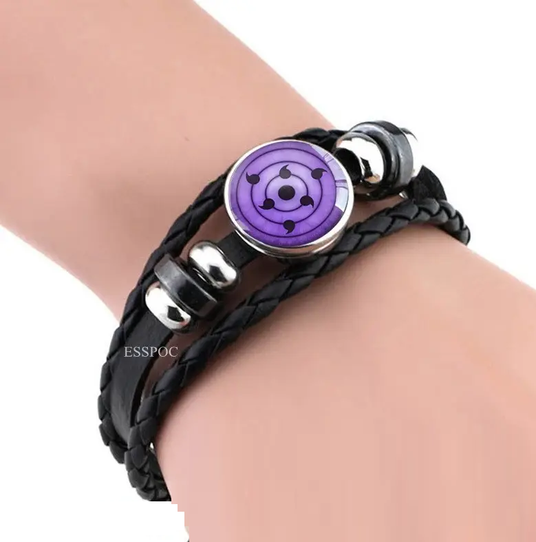 Шкіряний браслет шарингон Наруто Sharingan Shippuuden у вигляді фіолетових очей Аніме амулет Naruto, фото 1