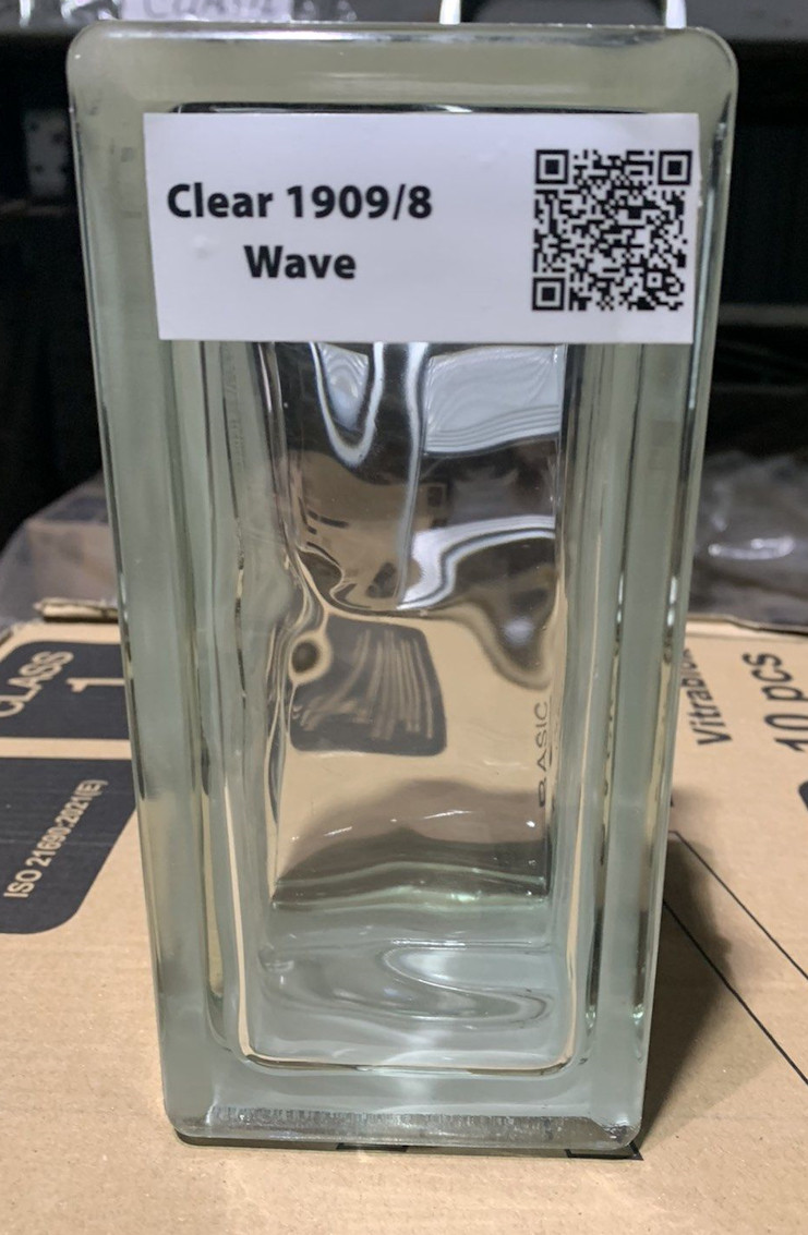 Склоблок  Clear Wave  безкольоровий половинка 190х90х80 мм, фото 1