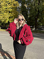 Короткий кардиган з квітами червоний або інший колір