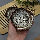 Керамічна піала для чаю з ефектним покриттям у стилі кераміки Цзянь Равлик - Біла (1шт 80мл), фото 2