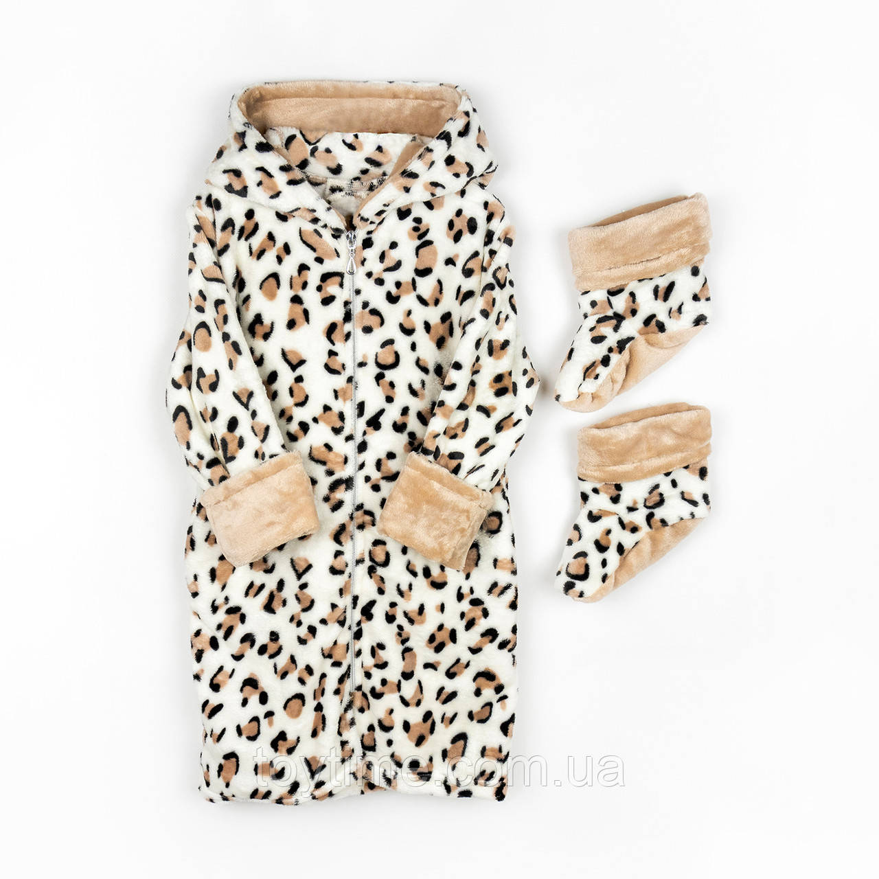 Теплий халат для дівчинки в комплекті з чобітками Leo, фото 1