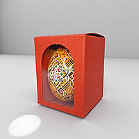 Коробка для курячої писанки З ПЛАСТИКОВИМ ВІКНОМ (55х55х70мм.) червона