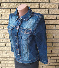 Куртка жіноча джинсова стрейчева на ґудзиках, є великі розміри CRACPOT, Туреччина, фото 5