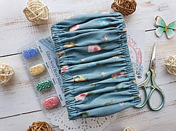 Чохол для снапов (Q-snap) 43х43 см (17'') Дрібні рожеві квіти на смарагдовому