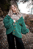 Кардиган з кишеннями і пишними рукавами