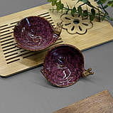 Керамічна піала для чаю з ефектним покриттям у стилі кераміки Цзянь Равлик - (1шт 80мл) Фуксія, фото 2