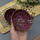 Керамічна піала для чаю з ефектним покриттям у стилі кераміки Цзянь Равлик - (1шт 80мл) Фуксія, фото 3