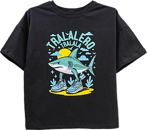 Підліткова футболка для хлопчика з принтом Tralalero Tralala стрейч-кулір