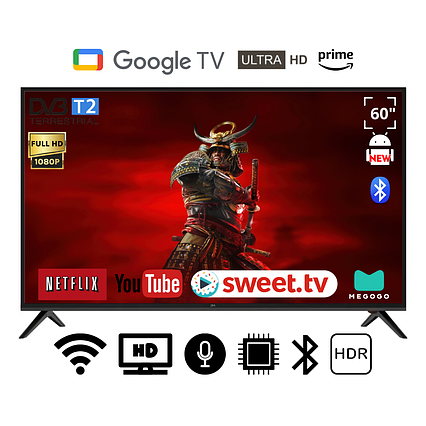 4K Телевізор Smart FHD TV JBA 60" I Android 15.0/Smart TV/DVB/T2/FullHD/USB