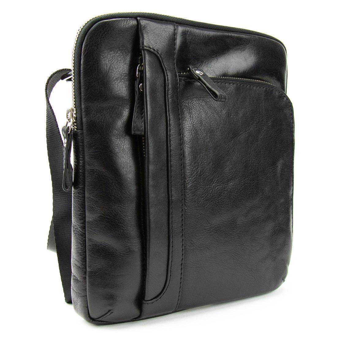 Сумка шкіряна чоловіча тонка Tavinchi S-TV-4145A чорна