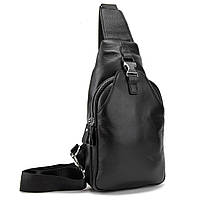Сумка-слінг чоловіча шкіряна Tiding Bag A25F-6809-11A чорна