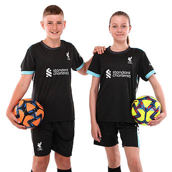 Форма футбольна дитяча з символікою футбольного клубу LIVERPOOL гостьова 2025 CO-4713, Чорний, Розмір (EU) —