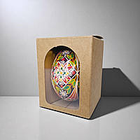 Коробка для курячої писанки З ПЛАСТИКОВИМ ВІКНОМ (55х55х70мм.) крафт