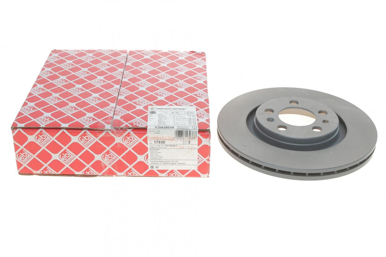 Диск гальмівний передній Skoda Octavia/VW Golf IV (280x22) (Febi Bilstein) 17936, фото 1