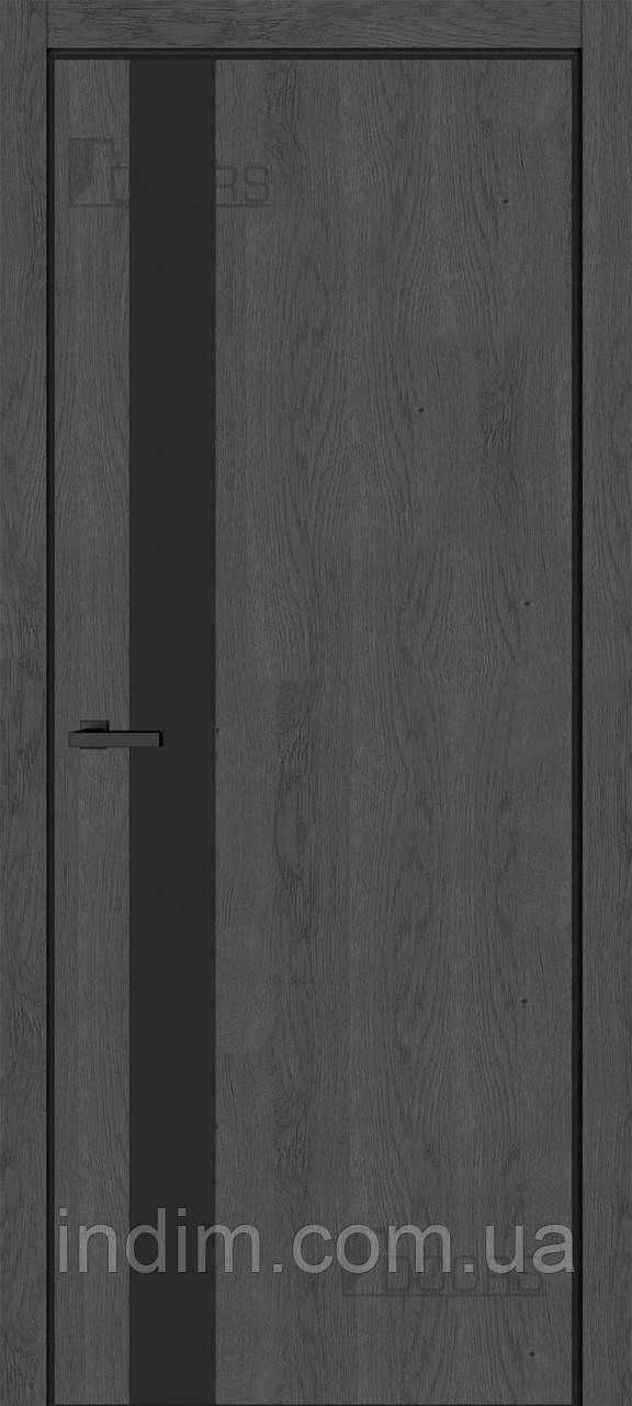 Дверне полотно TRENTO ПВХ 03 BG (чорне скло) торець BLACK дуб суво, фото 1