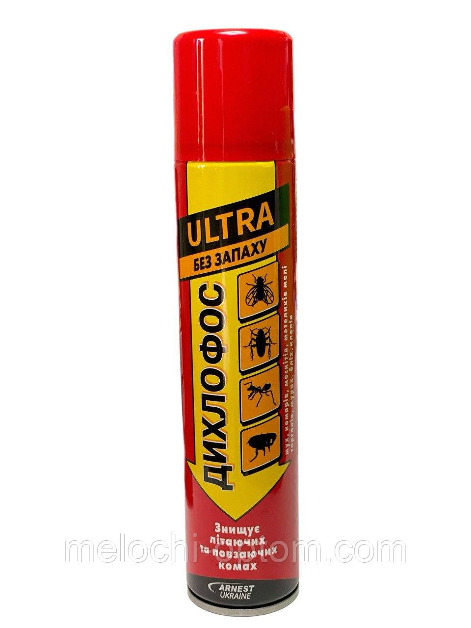 Дихлофос ULTRA (нео) 200ml знищує комах, що літають і повзають.