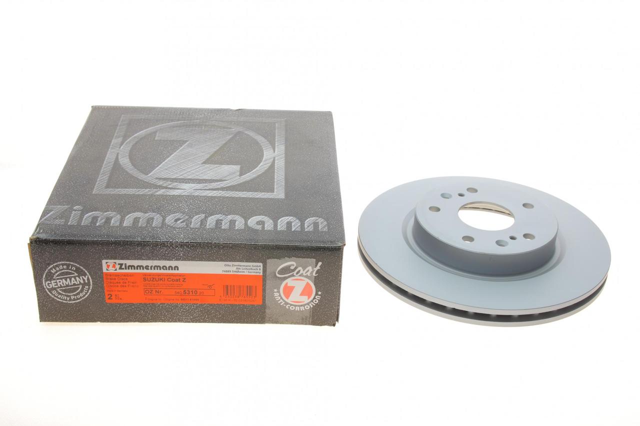Диск гальмівний передній Suzuki SX4/Vitara 13- (280x22) (Zimmermann) 540.5310.20, фото 1