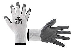 Рукавички Intertool з нітрилові покриттям 10" (біло-сіра) (SP-0112) (12 шт.)