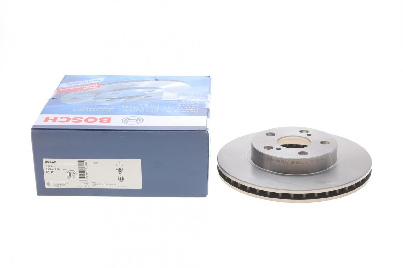 Диск гальмівний передній Toyota Prius 1.5 Hybrid 03-09 (255x22) (Bosch) 0 986 479 564, фото 1
