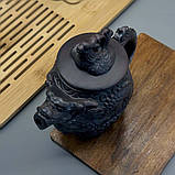 Чайник із чорної глини з металевим ситом для чайної церемонії «Цзишанський Дракон» (180мл), фото 4
