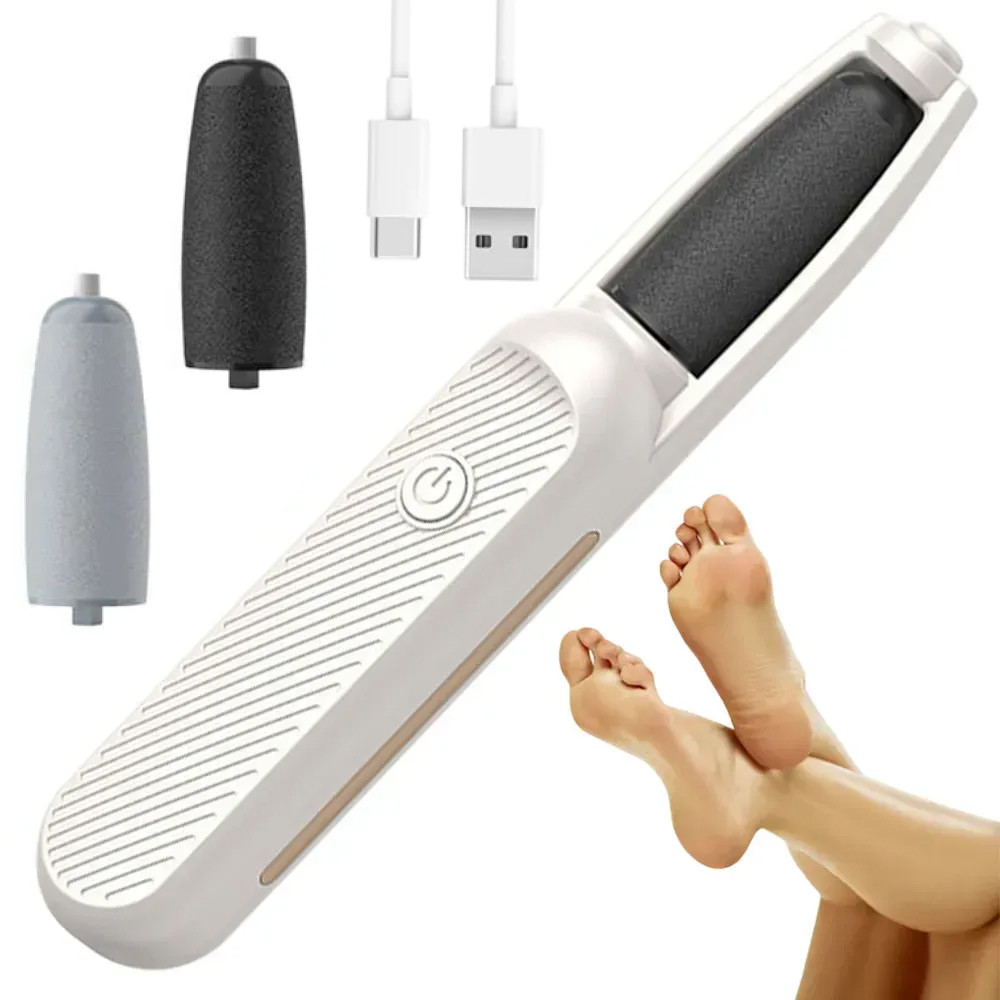 Електрична пемза для ніг + 2 насадки, з USB / Акумуляторна терка для п'ят / Пилка для ніг / Скребок для п'ят, фото 1