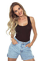 Майка женская трикотажная базовая однотонная шоколадного цвета. Модель Lotta Eldar
