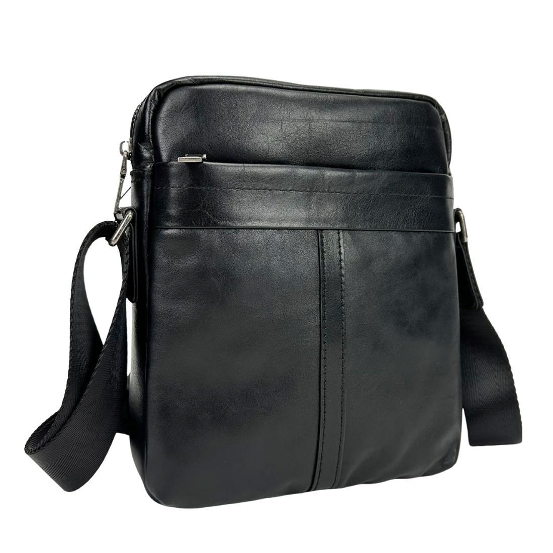 Сумка чоловіча шкіряна кросбоді Tiding Bag 8017A чорна