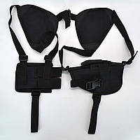 Кобура на плече регульована для прихованого носіння під пахву з підсумками під магазини чорна