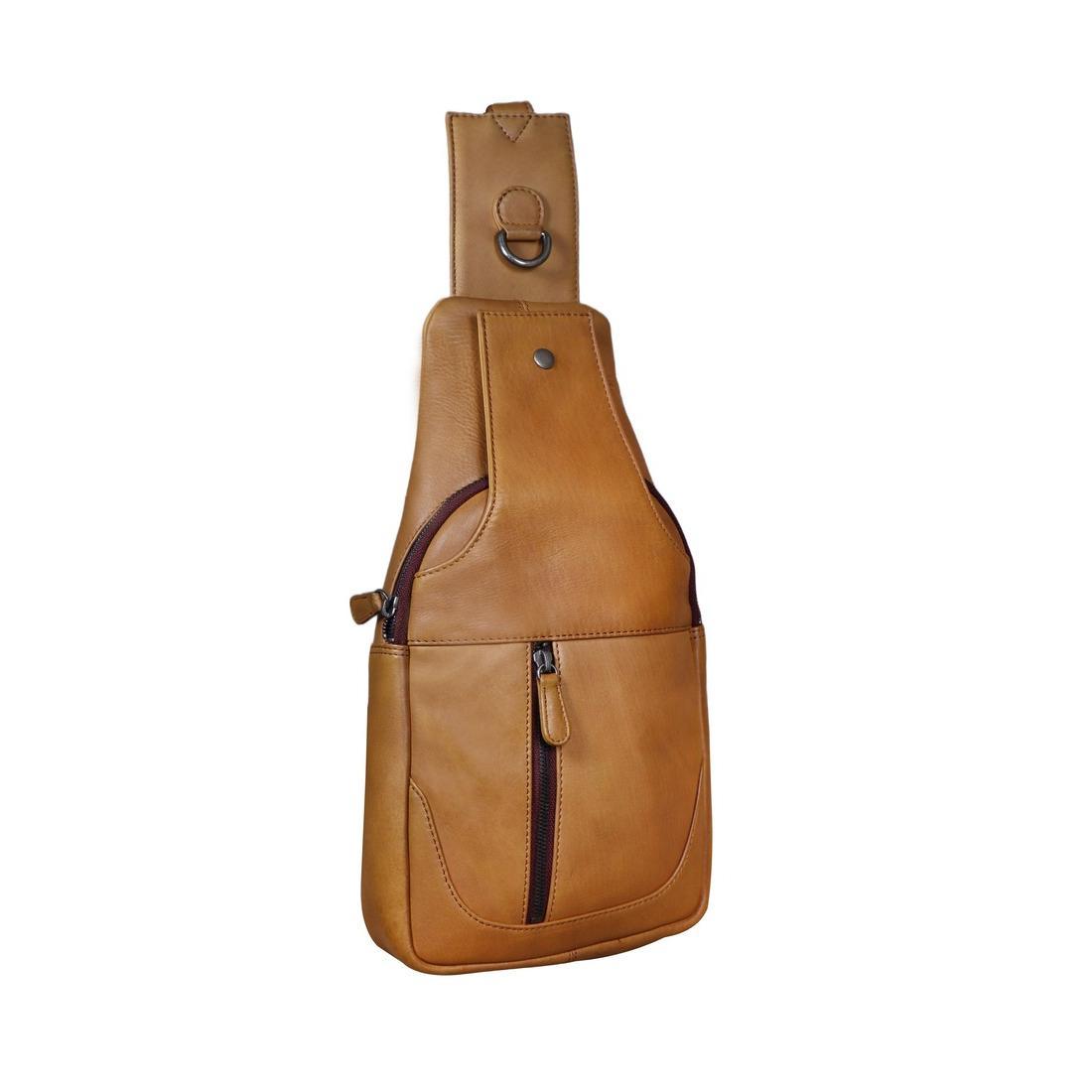 Сумка-слінг чоловіча шкіряна Tavinchi R-6101C руда
