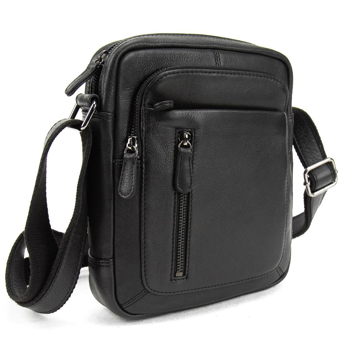 Шкіряна чоловіча сумка з кишенями Tavinchi R-10955A чорна