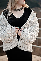 Довгий кардиган з сердечками на спині