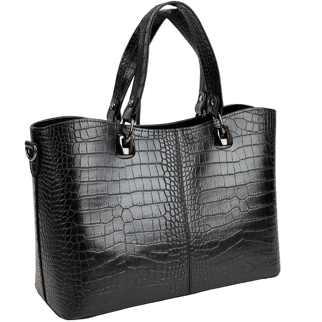Шкіряна жіноча сумка велика Firenze Italy F-IT-5454A-CR чорна, фото 1