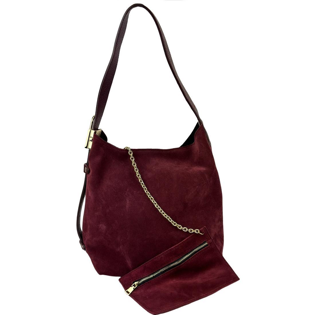 Жіноча замшева сумка Firenze Italy F-IT-3010BO  бордова
