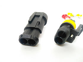Роз'єми авто герметичні на 2 контакти, Superseal 1.5, комплект (штекер +гноздо)