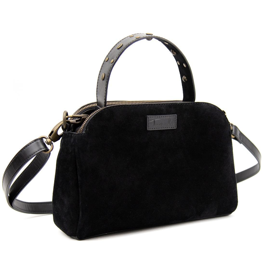 Замшева жіноча сумка на три відділи Tavinchi CH-0125A-Y чорна