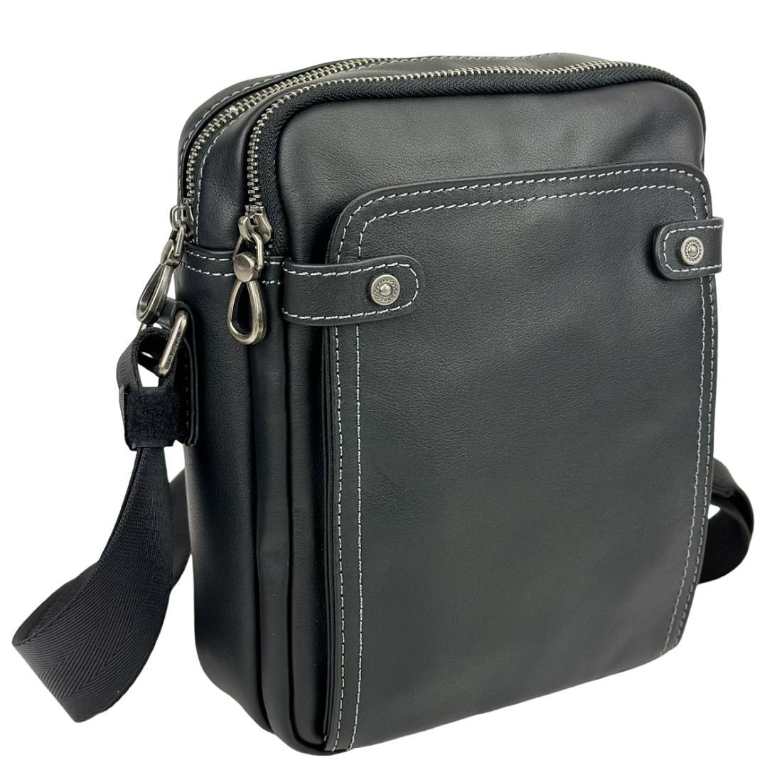 Сумка чоловіча шкіряна на 2 відділи Tiding Bag 8911A чорна