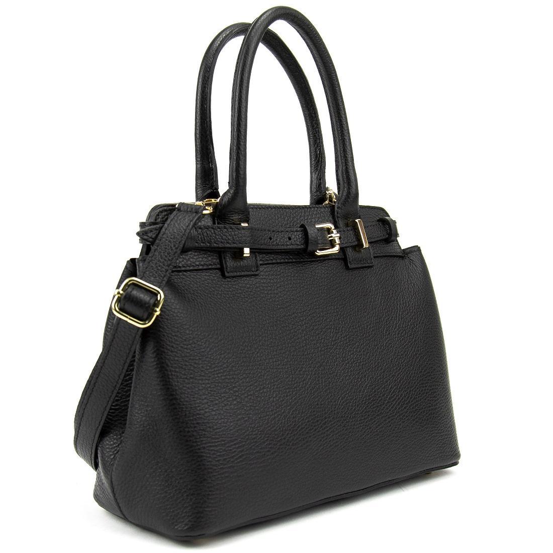 Шкіряна жіноча сумка Firenze Italy F-IT-86111A чорна з 2 ручками