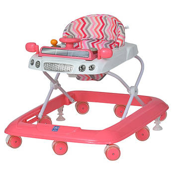 Ходунки дитячі BAMBI Машинка (музика, світло, 2 стоппера, колеса 8шт) M 6061-8 Рожеві