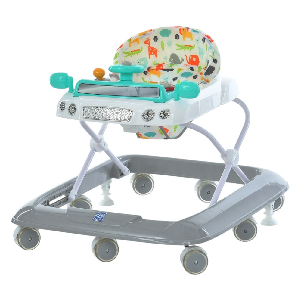 Ходунки дитячі BAMBI Машинка (музика, світло, 2 стоппера, колеса 8шт) M 6061-11-4 Сіро-блакитні