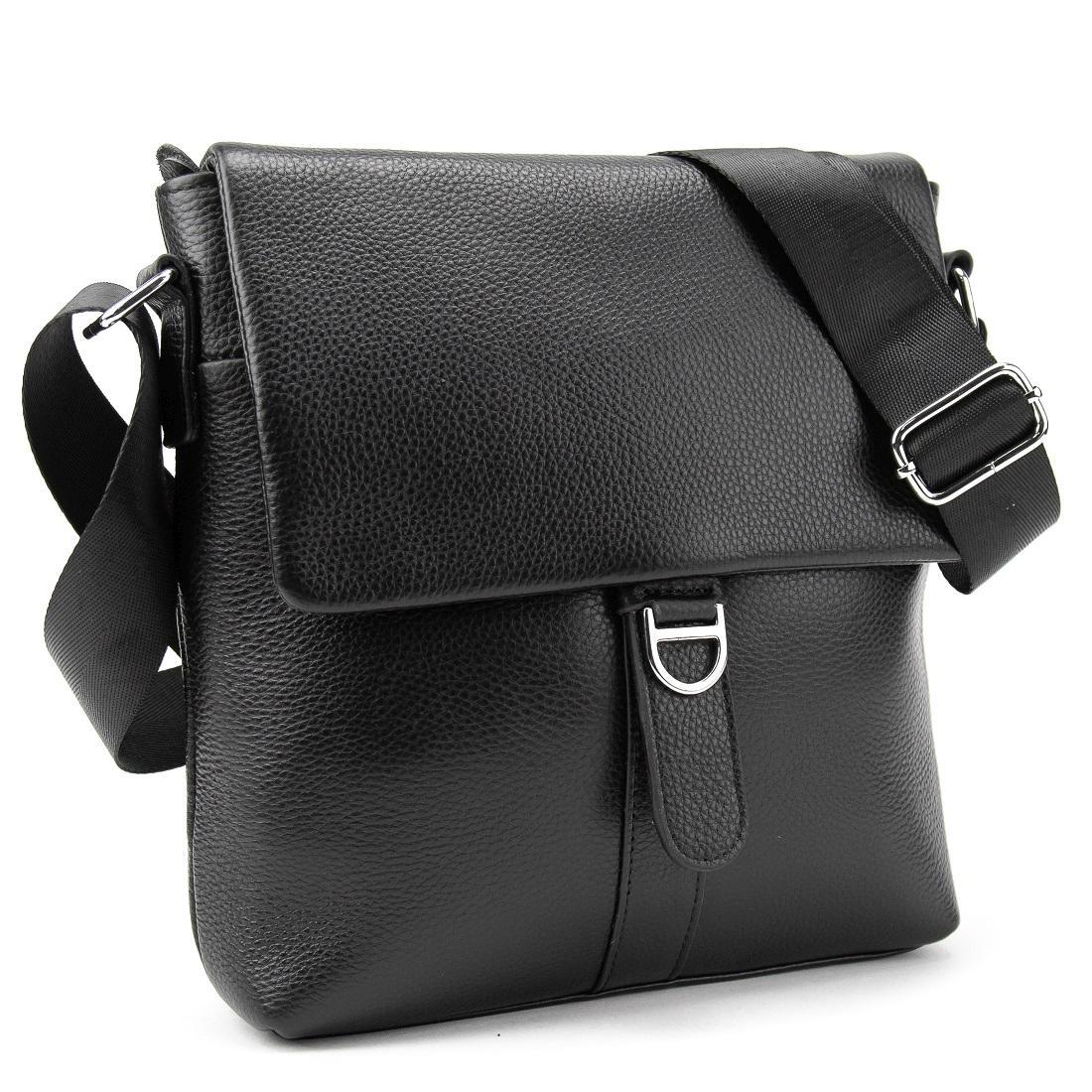 Мессенджер чорний шкіряний TIDING BAG A25-8805A через плече