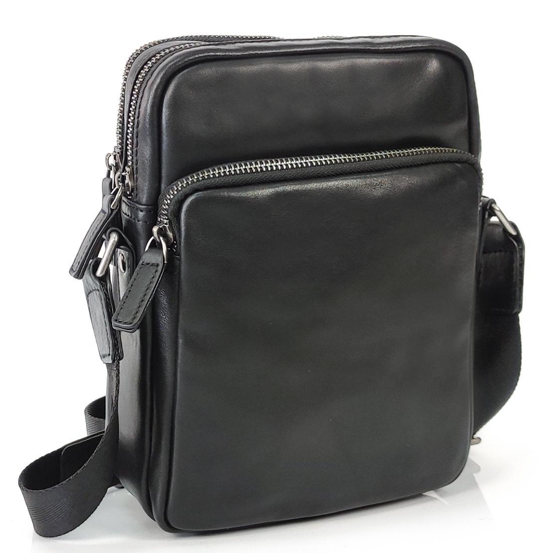 Сумка чоловіча чорна шкіряна Tiding Bag 168A