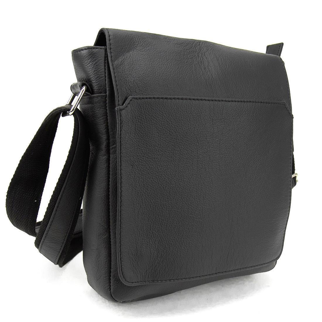 Сумка чоловіча шкіряна із клапаном Tavinchi AJ-TV-105A чорна, фото 1