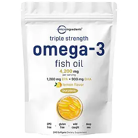 OMEGA-3 FISH OIL, 240 SOFTGELS Омега-3, 240 желатинових капсул, строк до 10/07/2026