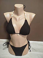 Дитячий купальник для дівчинки підлітка Бікіні чорний на 10-18 років
