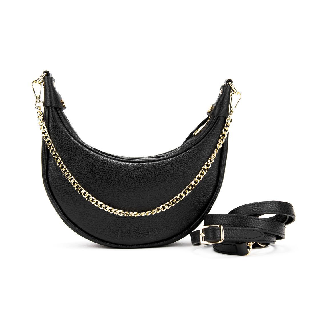 Сумка жіноча шкіряна з ланцюжком Firenze Italy F-IT-98103A чорна