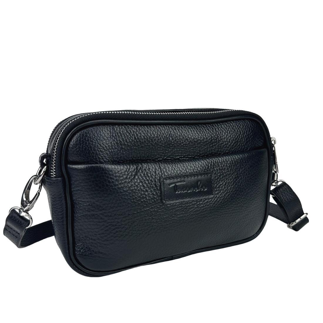 Сумка жіноча шкіряна кросбоді Tavinchi CH-026A-FL чорна, фото 1