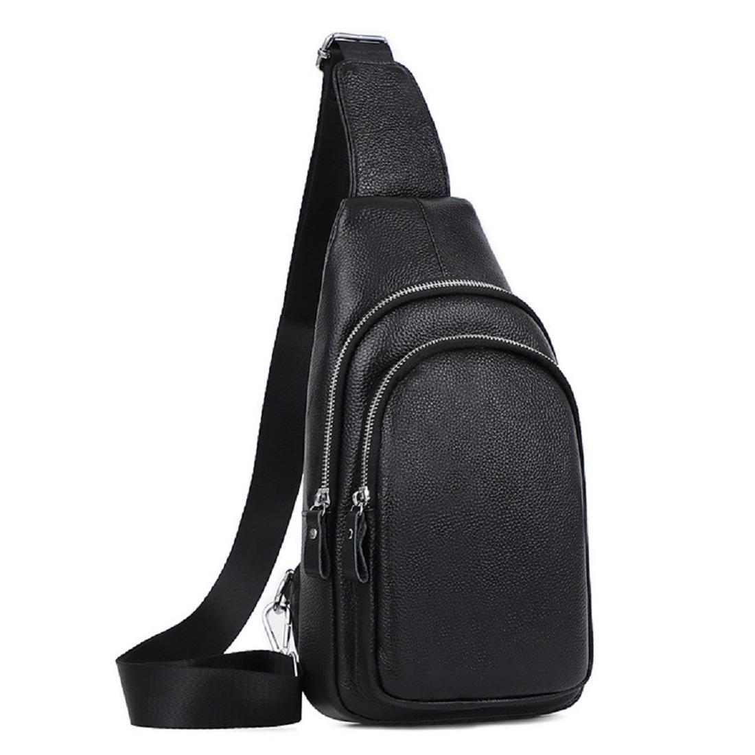 Рюкзак-слінг чоловічий шкіряний Tiding Bag A25-6602A чорний, фото 1