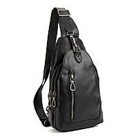 Сумка-слінг чоловіча шкіряна TIDING BAG A0011A чорна