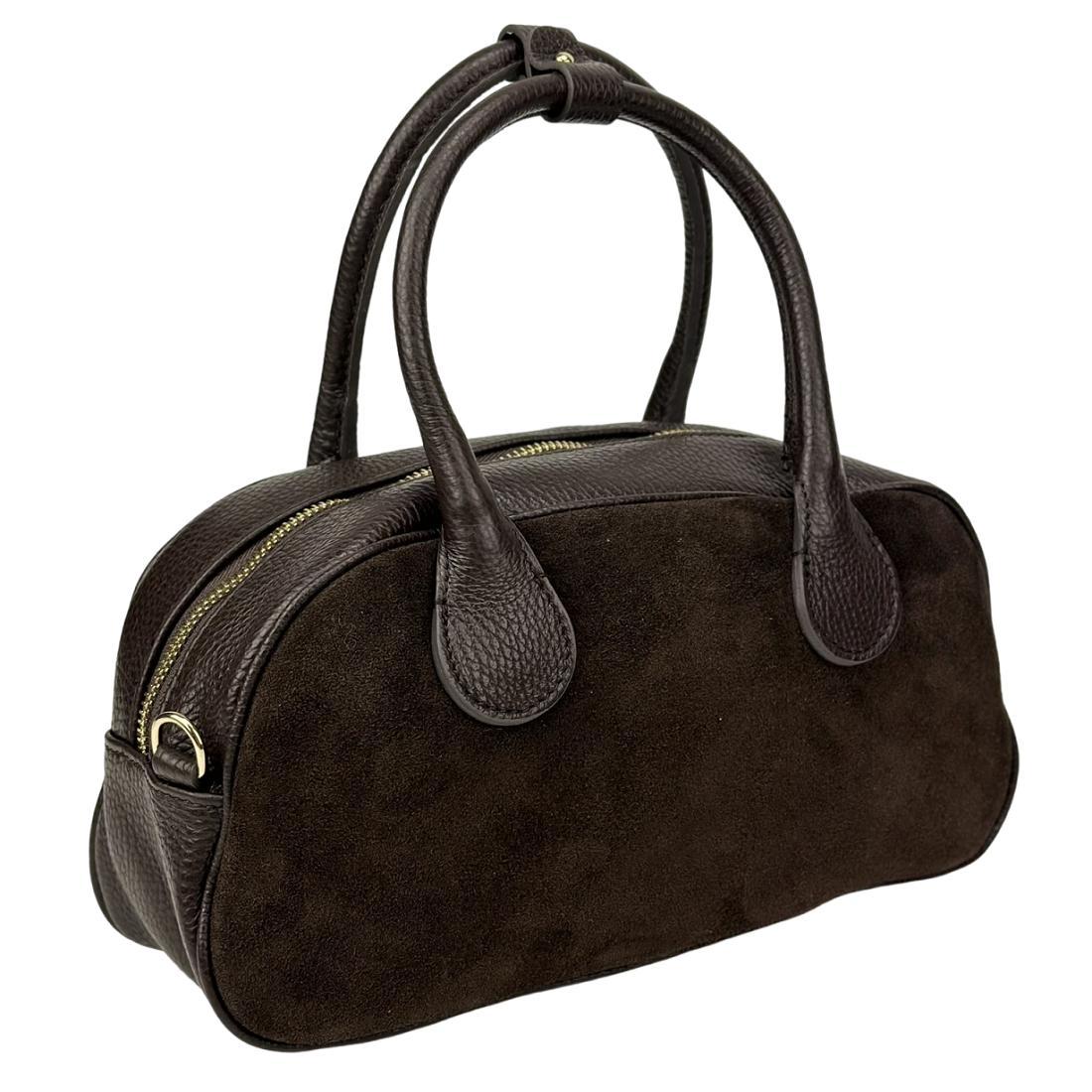 Жіноча замшева невелика сумка Firenze Italy F-IT-3017DB шоколадна, фото 1