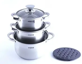 РОЗПРОДАЖ Набір посуду із нержавіючої сталі 7 предметів Benson BN-241